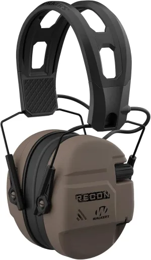 Walker's Recon Digital Muffs - Durable IPX4 Resistant Shooting Hearing Protection Electronic Muffs, 2 AAA Batteries Included