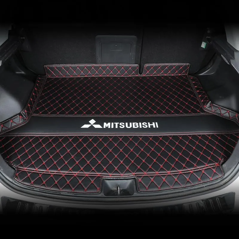 Washable Car Boot Liner Protector for Mitsubishi Outlander Five Seats 2013 2014 2015 2016, Protects Carpet from Dogs Pets Mud Water Rubbish Tools Shopping,A Black Red