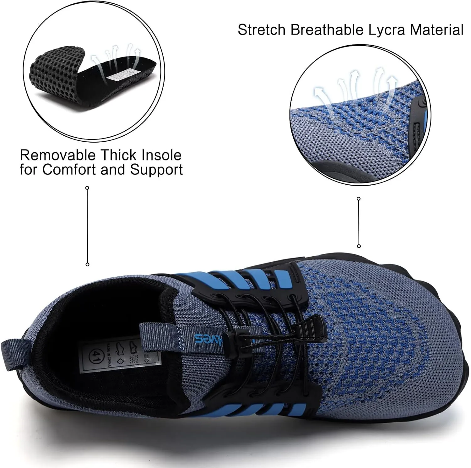 WateLves Barefoot Water Shoes for Women Men Quick Dry Aqua Swim Shoes for Outdoor Fishing Beach Pool Boat Surfing Walking