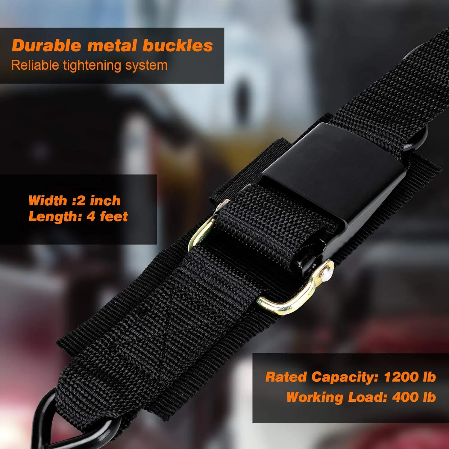 WELLUCK Boat Trailer Transom Tie Downs Straps 1200 LBS, 2" x 4' Adjustable Boat Buckle Transom Tie Downs to Trailer, Marine, Jet ski, Pontoon, with Quick Release Buckle & Anti-Scratch Hooks