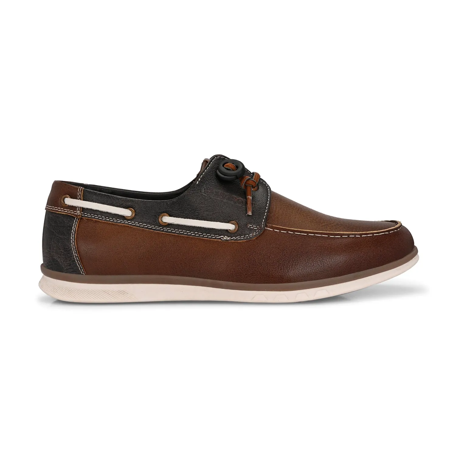 West Port Men Premium Leather Boat Shoes (Fascinate-66-Tan-Grey)