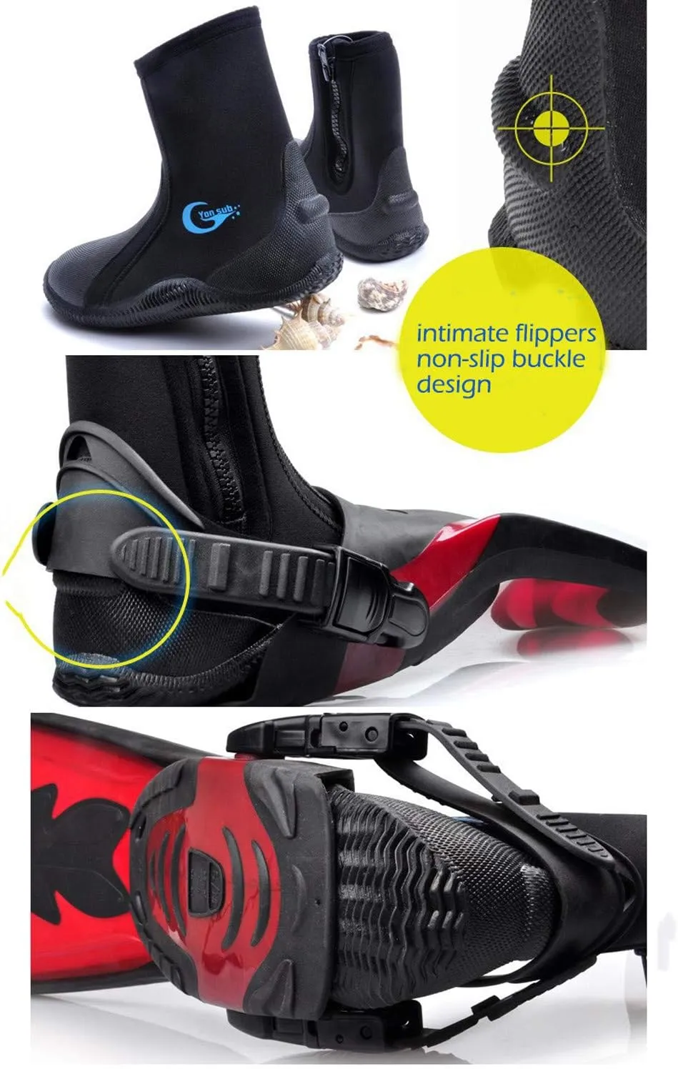 Wetsuit Booties Men Women-Surf Booties Neoprene Shoes with Puncture Resistant Sole 3mm 5mm for Watersports Beach Boat,AKE Mud Kayak and More