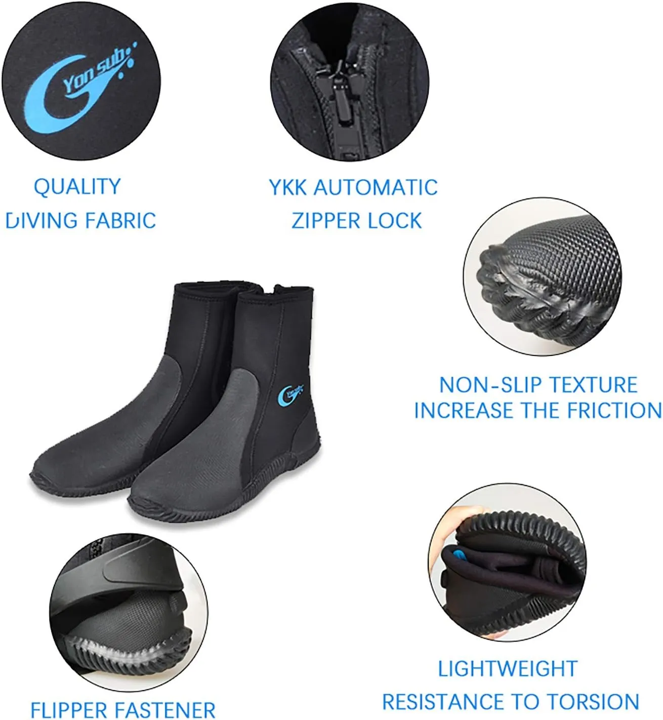 Wetsuit Booties Men Women-Surf Booties Neoprene Shoes with Puncture Resistant Sole 3mm 5mm for Watersports Beach Boat,AKE Mud Kayak and More