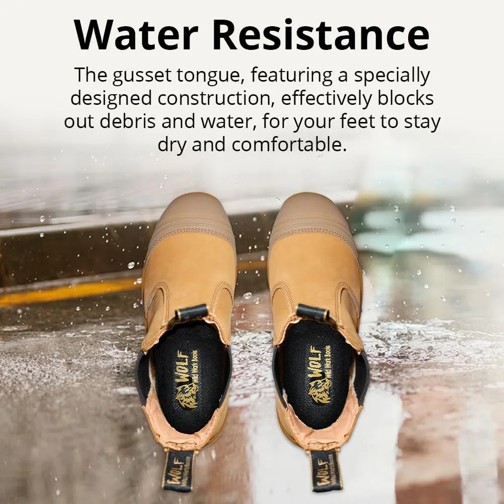 Wolf Work Boot | 100% Genuine Upper Leather | Oil, Heat, Chemical, Abrasion | Electrical Hazards | Non-Slip Rubber Sole | Construction | Industrial PPE