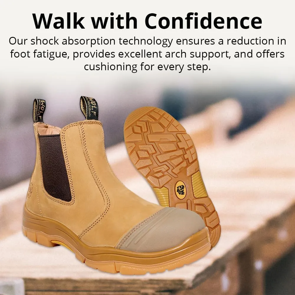 Wolf Work Boot | 100% Genuine Upper Leather | Oil, Heat, Chemical, Abrasion | Electrical Hazards | Non-Slip Rubber Sole | Construction | Industrial PPE