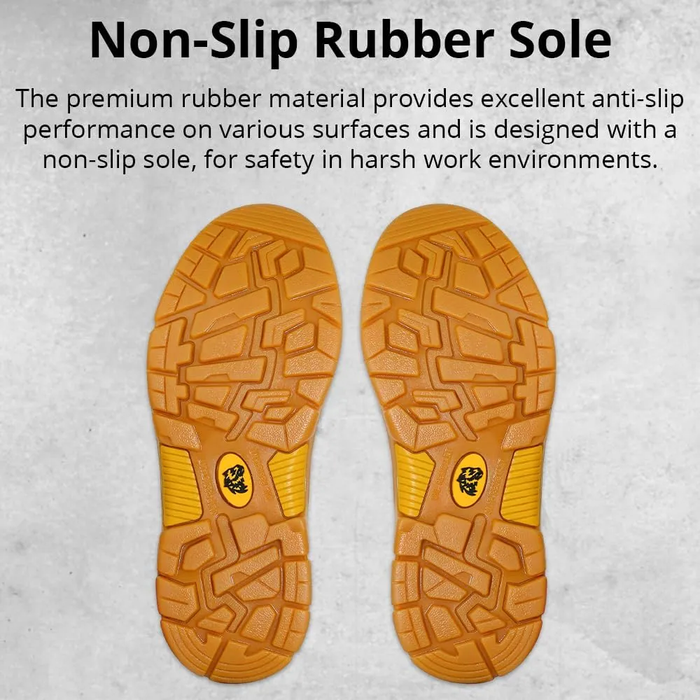 Wolf Work Boot | 100% Genuine Upper Leather | Oil, Heat, Chemical, Abrasion | Electrical Hazards | Non-Slip Rubber Sole | Construction | Industrial PPE