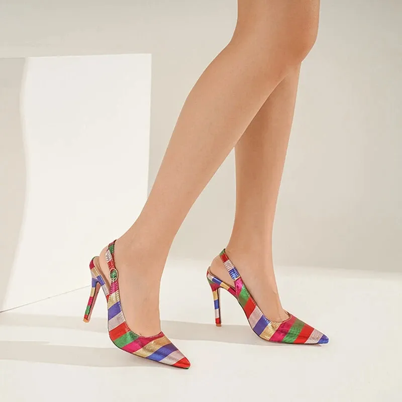 Women's 10 - 13 cm Multicolor Pump Style Heeled Sandal