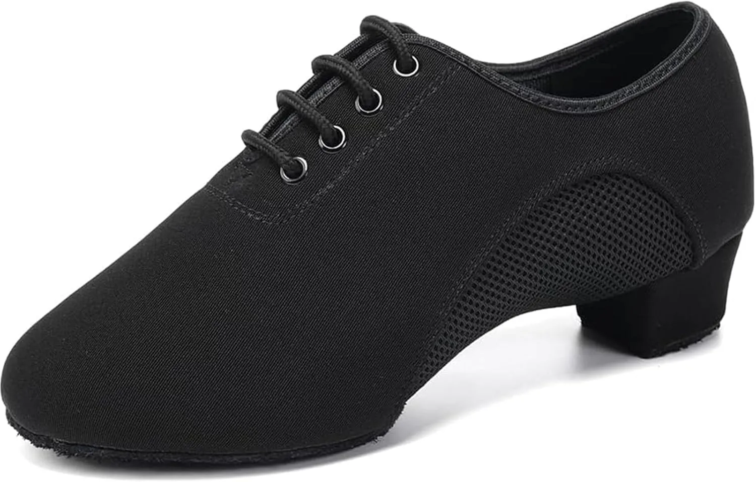 Women's Ballroom Dance Shoes with Mesh Lace-up Closed Toe Suede Sole Professional Modern Salsa Latin Teaching Practice Performance Dance Shoes,Black