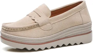 Women's Fashion Thick Sole Suede Orthopedic Loafers Non-Slip Platform Arch Support Lightweight Walking Shoes