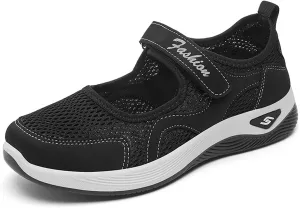 Womens Walking Shoes Casual Breathable Closed Toe Mesh Hollow Out Outdoor Sport Sneakers Summer Lightweight Comfortable Non-Slip Soft Sole Wedge Footwear