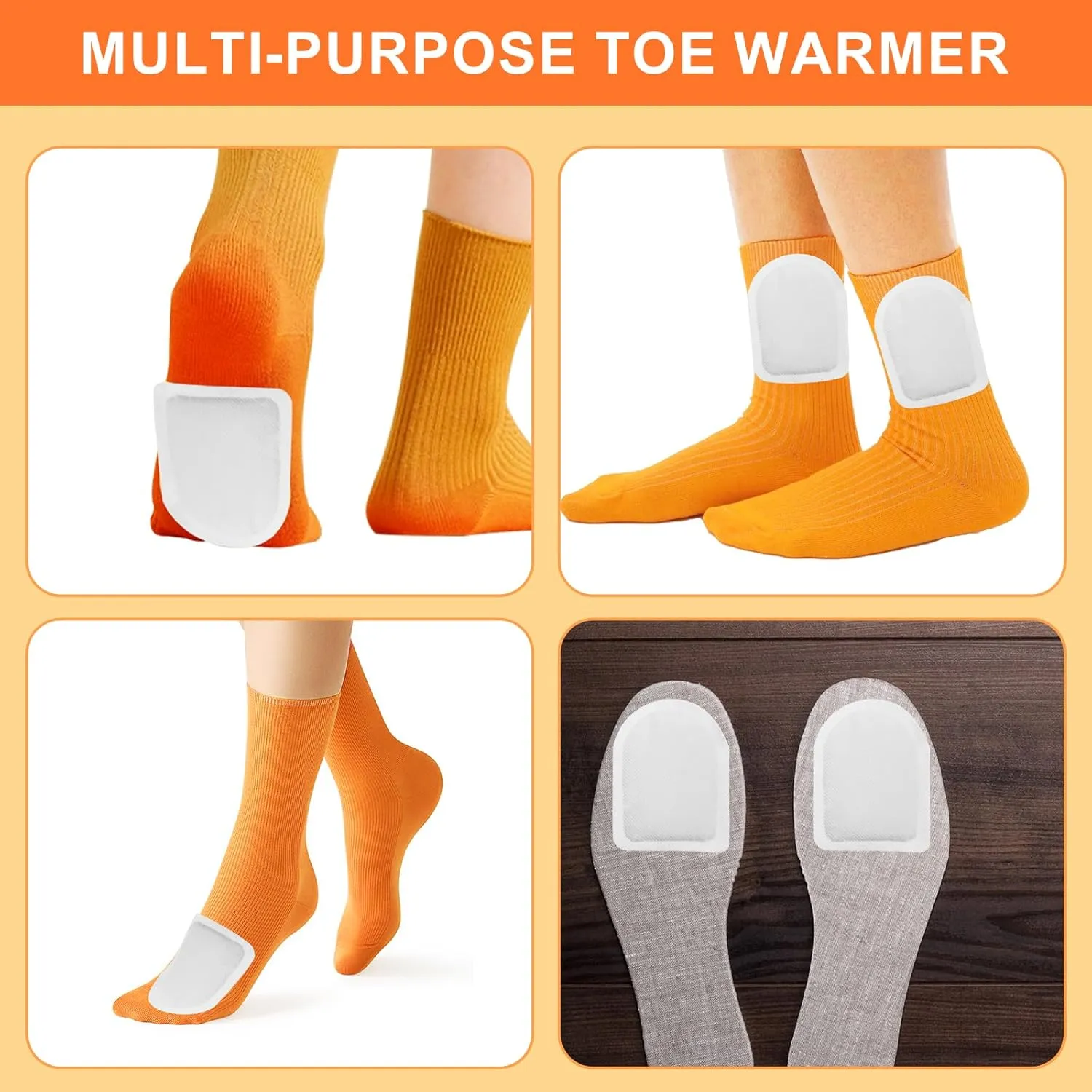 WORLD-BIO Toe Warmers Adhesive 10/20/30/40 Pairs - Long Lasting Safe Natural Odorless Air Activated Warmers Up to 8 Hours of Heat - Heated Insoles Toe Foot Warmers Keep Foot Warm in Chill Winter