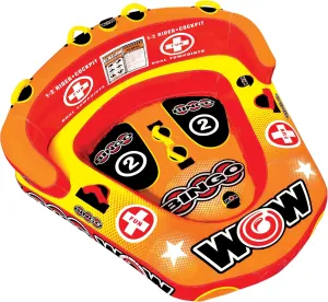 WOW Sports – Bingo Cockpit 2 Person Towable Tube for Boating – 340 lbs Capacity – Inflatable Boat Tube for Lake Sports – Heavy Duty Nylon Cover – Kids & Adults