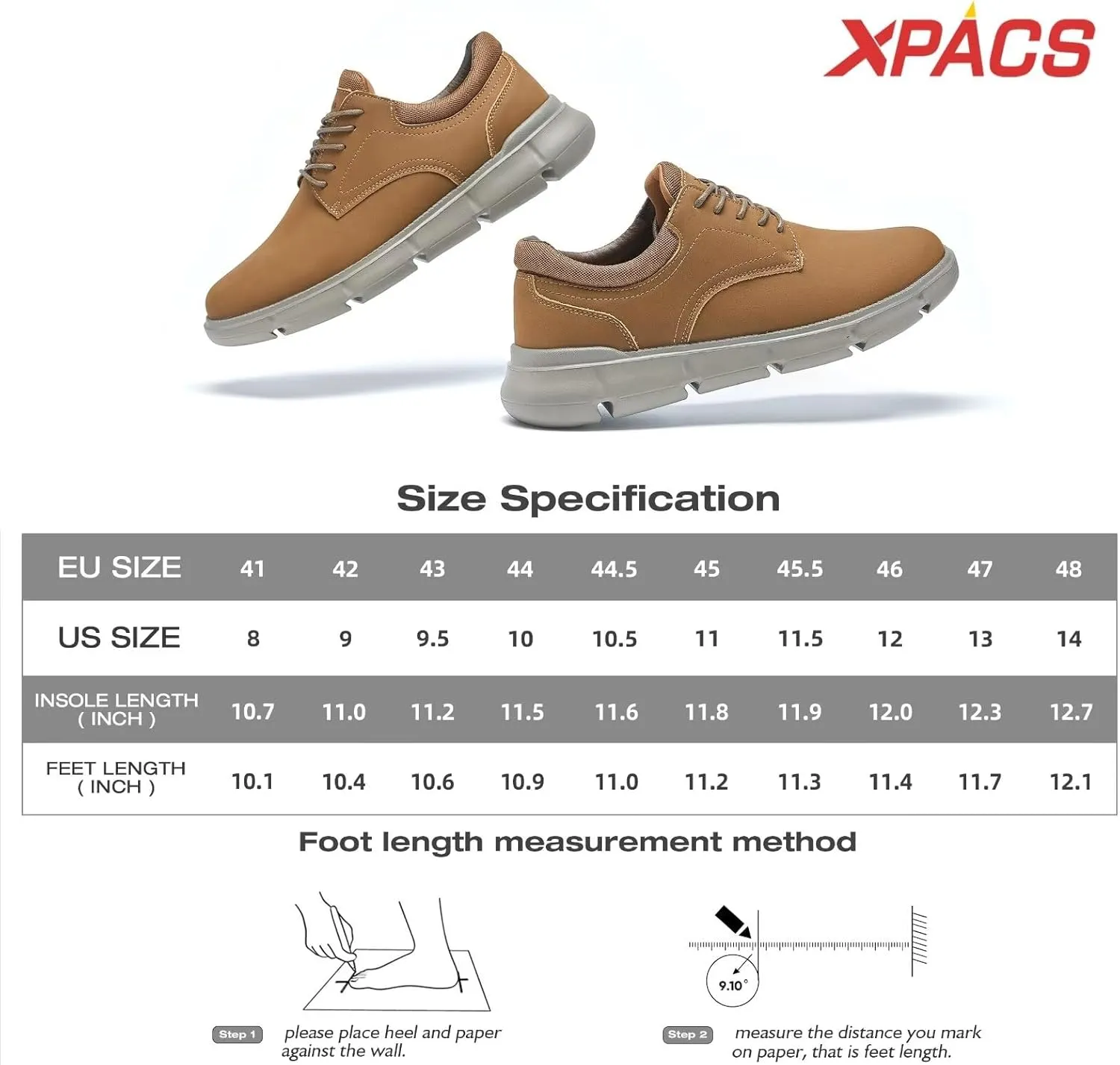 XPACS Men's Orthopedic Leather Dress Walking Shoes: Comfortable Arch Support Orthotic Plantar Fasciitis Business Casual Oxford, Flat Feet Formal Tennis Work Shoes for Foot and Heel Pain Relief
