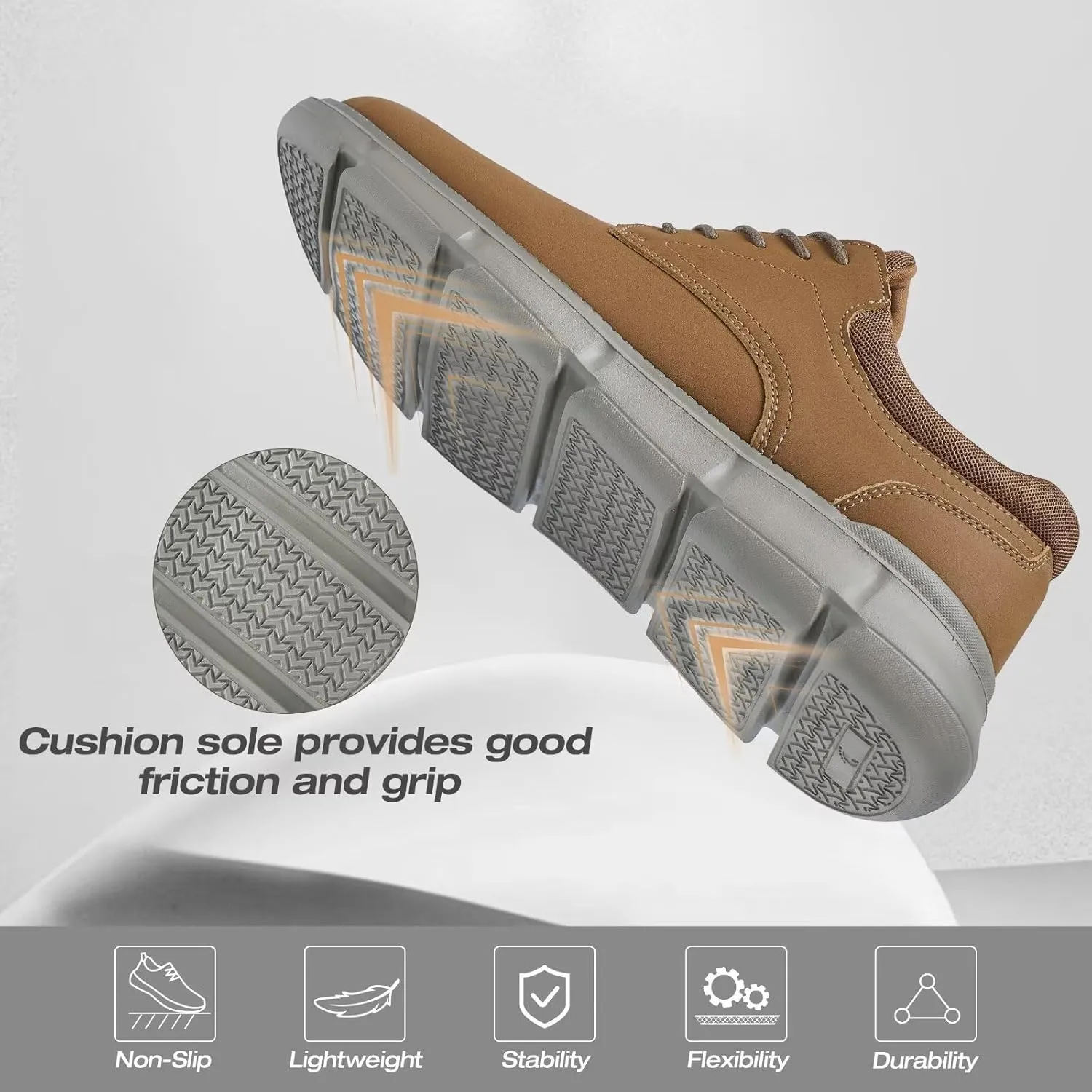 XPACS Men's Orthopedic Leather Dress Walking Shoes: Comfortable Arch Support Orthotic Plantar Fasciitis Business Casual Oxford, Flat Feet Formal Tennis Work Shoes for Foot and Heel Pain Relief
