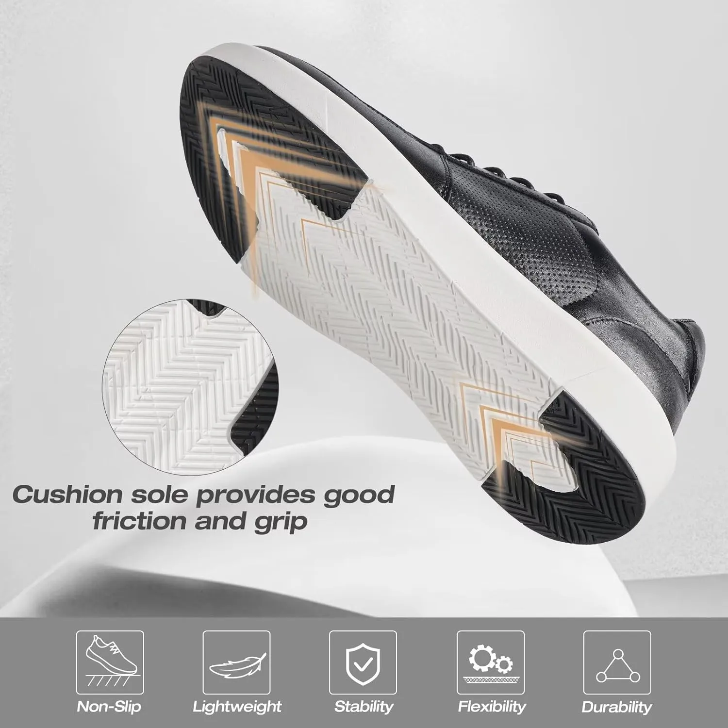 XPACS Men's Orthopedic Leather Dress Walking Shoes: Comfortable Arch Support Plantar Fasciitis Flat Feet Sneakers, Casual Business Work Adjustable Fit Heel Foot Pain Relief Orthotic Oxfords