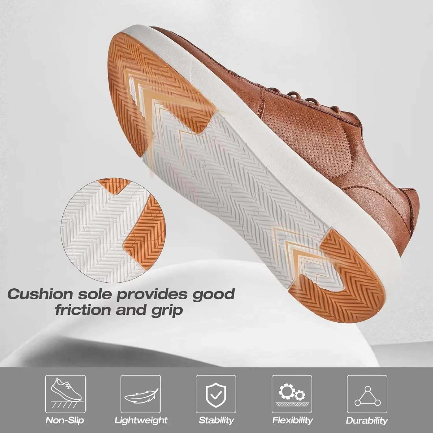 XPACS Men's Orthopedic Leather Dress Walking Shoes: Comfortable Arch Support Plantar Fasciitis Flat Feet Sneakers, Casual Business Work Adjustable Fit Heel Foot Pain Relief Orthotic Oxfords