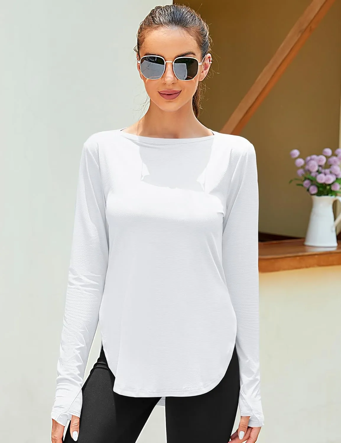 ZHENWEI Women's Long Sleeve Sun Shirt UV Protection Workout Tops Lightweight UPF 50  Golf Gym Hiking Shirts Outdoor Clothing