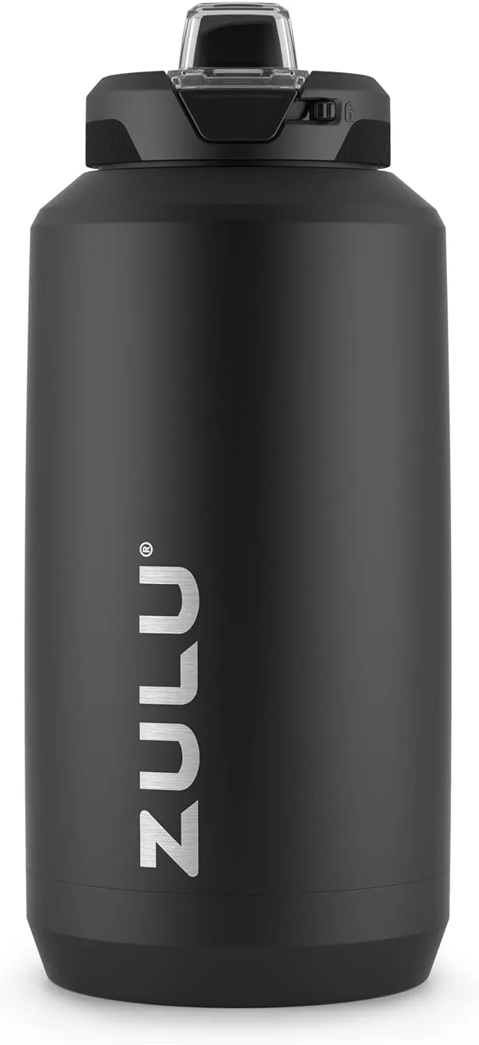 ZULU Goals Vacuum Insulated Large Capacity Stainless Steel Water Bottle | Reusable Jug Thermoses with Carry Handle | Leak-Proof Lid | Perfect for Travel, Workout, Gym, Hiking, Camping | 64oz, 101oz
