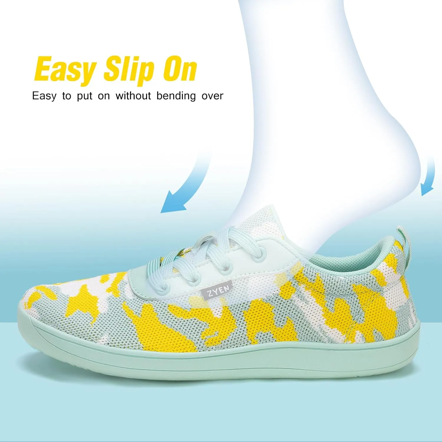 ZYEN Wide Toe Box Barefoot Shoes for Women | Wide Width Breathable Camouflage Shoes | Zero Drop Sole Fashion Non Slip Gym Sneaker Lightweight Minimalist Walking Sneaker