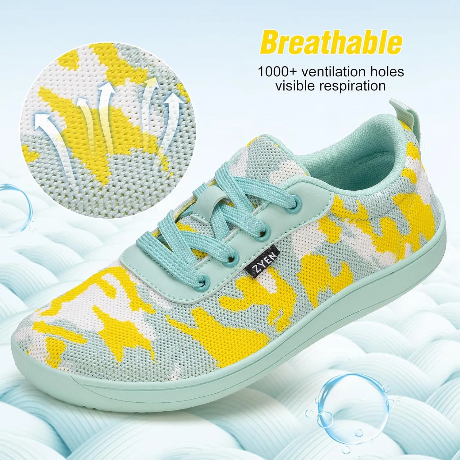 ZYEN Wide Toe Box Barefoot Shoes for Women | Wide Width Breathable Camouflage Shoes | Zero Drop Sole Fashion Non Slip Gym Sneaker Lightweight Minimalist Walking Sneaker